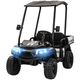 Qaba 24V 2 Seater Electric Car for Kids w/ Remote Control, 4 Wheels Spring Suspension, Soft Start, Storage, Sunshade, Black