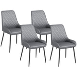 Upholstered Kitchen Chairs, Modern Dining Chairs Set of 4 with Diamond Tufting and Steel Legs for Dining Room, Grey