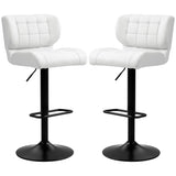 Swivel PU Leather Barstools Set of 2 Adjustable Bar Stools with Footrest Back for Kitchen Counter Dining Room White