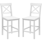 Counter Height Stools Set of 2, Farmhouse Bar Stools with Backs, Solid Wood Counter Stools for Kitchen Island White