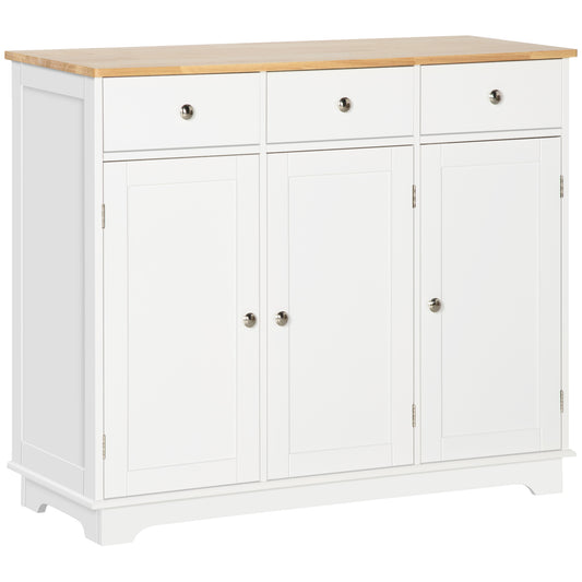 Modern Sideboard, Buffet Cabinet with Storage Cabinets, Drawers and Adjustable Shelves for Living Room, White