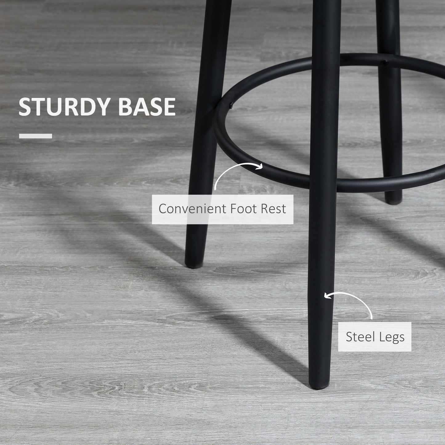 Extra Tall Bar Stools Set of 2, Modern 360° Swivel Barstools, Dining Room Chairs with Steel Legs Footrest, Charcoal Grey