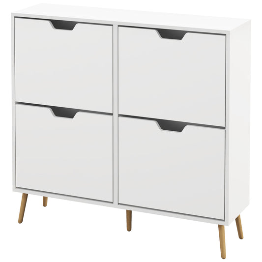 Shoe Storage Cabinet with 4 Flip Drawers and Adjustable Shelf, Shoe Cabinet for 8-16 Pairs of Shoes, White