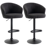 Adjustable Bar Stools Set of 2, Upholstered Kitchen Stools with Swivel Seat, Steel Frame, Footrest, ‎Black