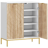 Shoe Storage Cabinet for 15 Pairs, Freestanding Shoe Cabinet with Doors and Adjustable Shelves for Hallway, White