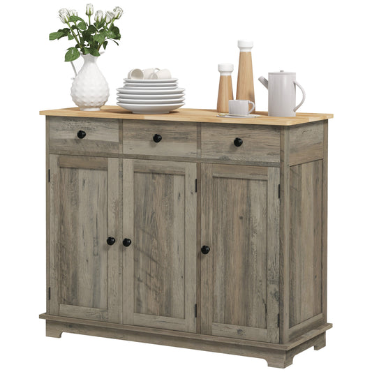 Modern Sideboard, Buffet Cabinet with Storage Cabinets, Drawers and Adjustable Shelves for Living Room, Washed Grey