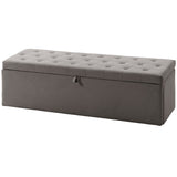 Storage Ottoman, Upholstered Velvet End of Bed Bench, Button Tufted Storage Bench for Bedroom, Living Room, Grey