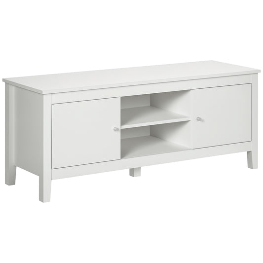 Modern TV Stand for TVs up to 55", TV Bench with Storage Cupboards and Shelves, 47.2" x 16.7" x 19.7", White