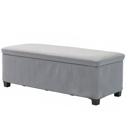 44 Inches Ottoman with Storage, Lid, Legs, Corduroy End of Bed Bench for Living Room, Bedroom, Entryway, Light Grey