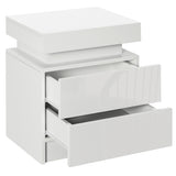 Nightstand, Bedside Table with LED Lights and 2 Drawers for Bedroom, Living Room, White