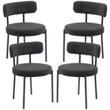4 Pieces Kitchen Chairs, Modern Dining Chairs w/ Corduroy Upholstery and Steel Legs for Living Room, Black