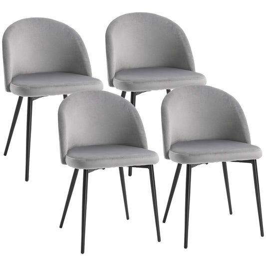 Modern Dining Chairs, Mid-Back Velvet-touch Upholstery Side Chair, Table Chair for Living Room, Dining Room, Grey, Set of 4