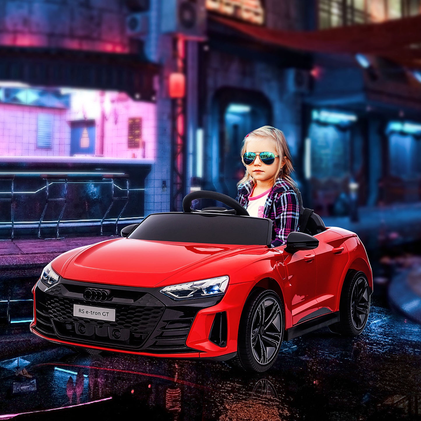 Aosom Ride-On Toy On Car with Remote Control, 12V 3.1 MPH Electric Ride for Kids w/ Suspension System, Horn Honking, Red