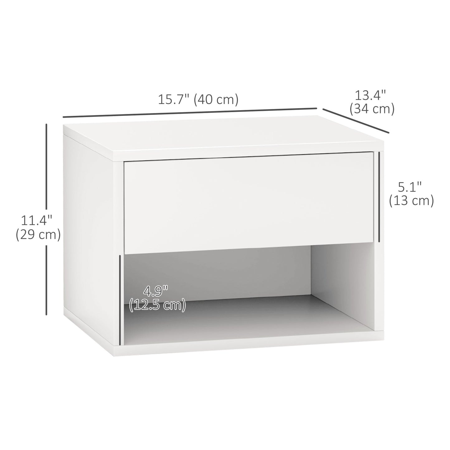 Floating Nightstand Set of 2, Wall Mounted Bedside Table with Drawer for Bedroom, White