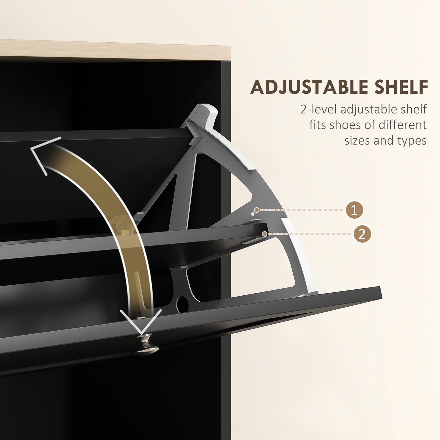 Modern Shoe Storage with 3 Flip Drawers and Adjustable Shelves, Shoe Cabinet Organizer for 12-18 Pairs of Shoes, Black
