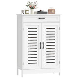 Shoe Cabinet with Louvered Doors, Modern Shoe Storage Cabinet with Drawer and Adjustable Shelves, White