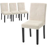 Modern Dining Chairs Set of 4, Kitchen Chairs with Rubberwood Legs and Padded Seat, Beige