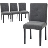 Modern Dining Chairs Set of 4, Kitchen Chairs with Rubberwood Legs and Padded Seat, Dark Grey