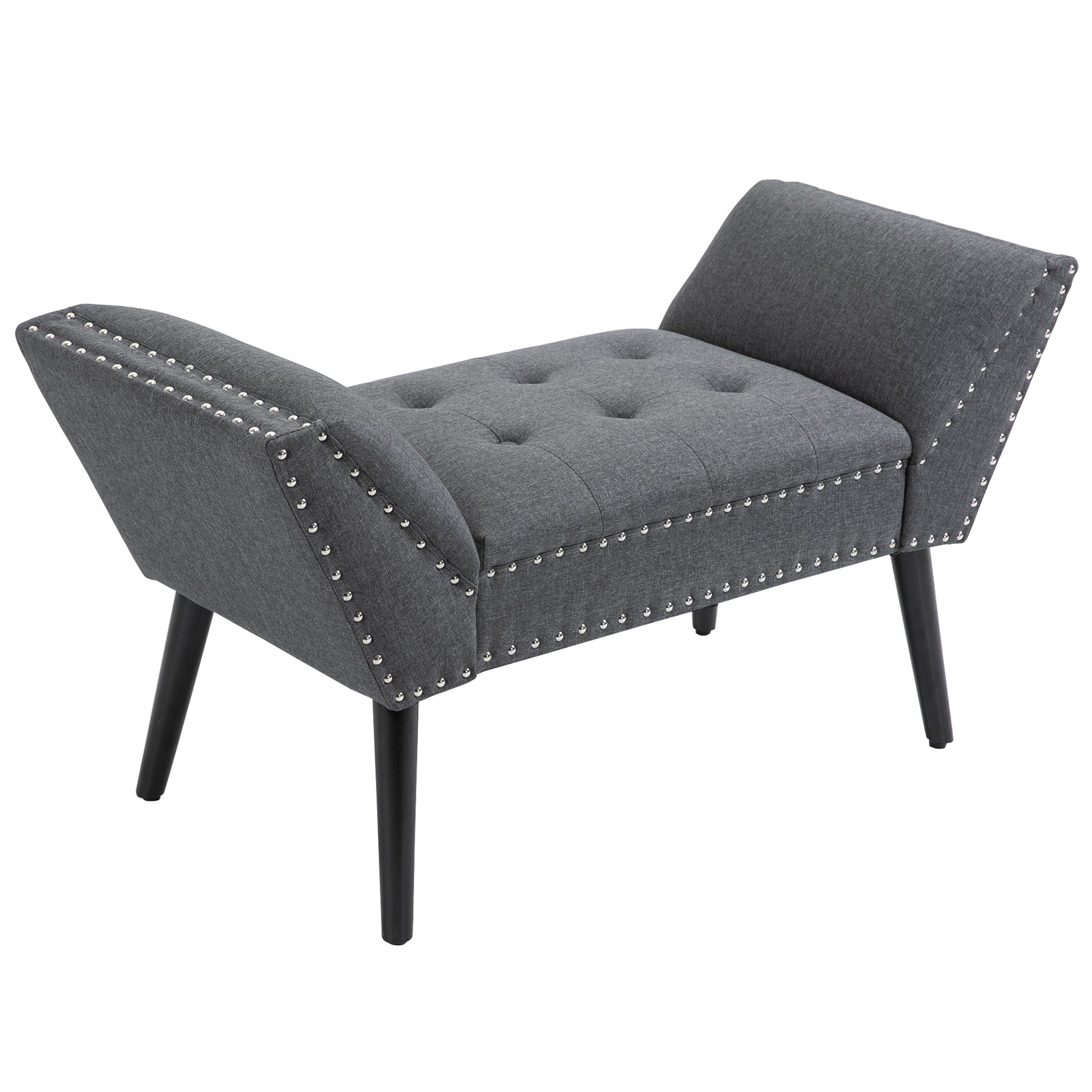 Modern Upholstered Bench, End of Bed Bench for Bedroom, Hallway Bench with Arms and Nailhead Trim