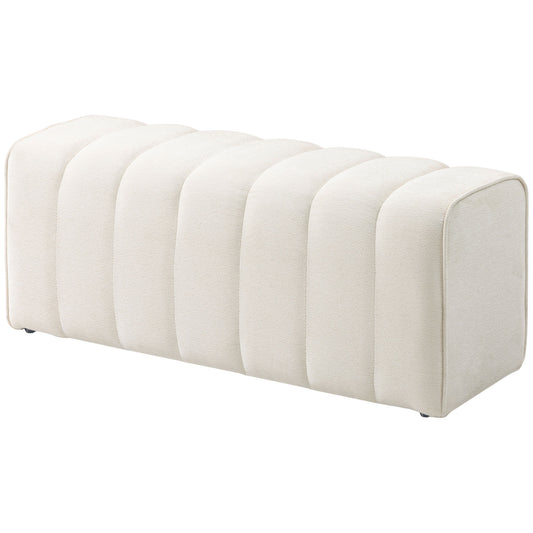 43" Upholstered Bedroom Bench Modern End of Bed Bench Load up to 485 lbs for Bedroom Hallway Living Room Cream White
